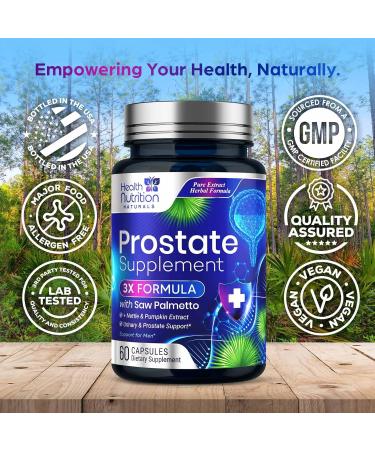 Prostate Health Supplements for Men 1000mg - 3X Strength with Saw Palmetto Blend Stinging Nettle Root & Pumpkin Seed Support Complex - Supports Bathroom Trips Prostate & Urinary Health - 60 Capsules 60 Count (Pack of 1) - Buy Online on GoSupps.com