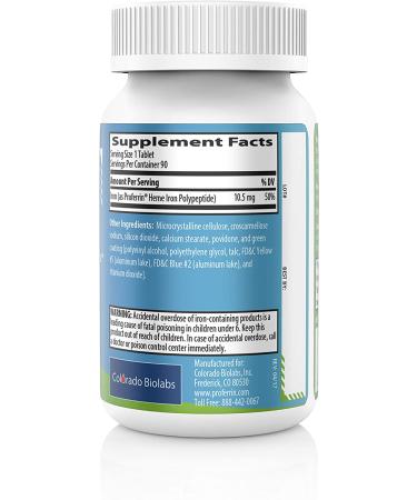 Proferrin ES Heme Iron Polypeptide Dietary Supplement Tablets - 90 Count Pack - Blue/Green | Essential Iron Support - Buy Online on GoSupps.com