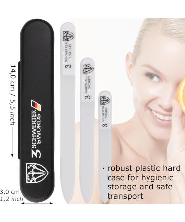 3 Swords Germany Double Sided 3 Pieces Glass Nail Files for Natural and Artificial Nails with Black Plastic case 3 Glass Nail Files - Buy Online on GoSupps.com