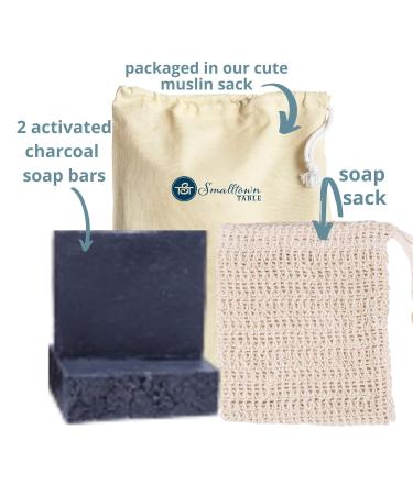 Activated Black Charcoal Soap Bars | Natural Detox Organic Soap for Face & Body | Includes Soap Saver Pouch - Shop Internationally Now - Buy Online on GoSupps.com