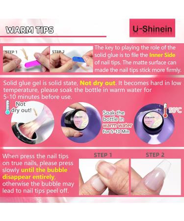 U-shinein 2x10ml Solid Nail Glue Gel Kit - Clear & Nude for Acrylic & Press-On Nails | Colorful Pink Nail Art Manicure Glue Gel - Buy Online on GoSupps.com