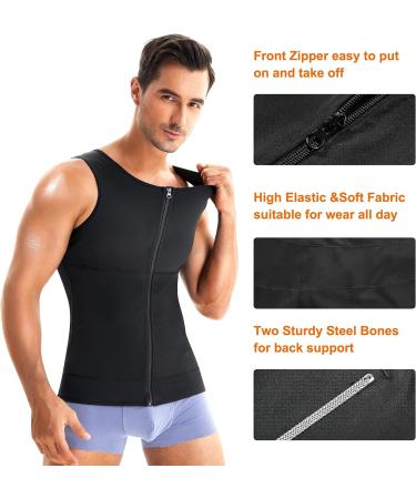 Wonderience Men's Compression Shirt Slimming Body Shaper Waist Trainer - Black XX-Large - Buy Online on GoSupps.com