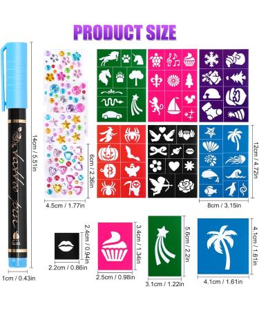  Meetory Meetory 10 Pcs Glitter Makeup Pencils Waterproof Skin-Friendly Temporary Makeup Pencils for Humans Adults Halloween Party Birthday with 6 Stencils and 4 Gems - Buy Online on GoSupps.com