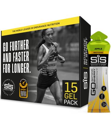Science In Sport GO Isotonic Energy Gels Running Gels with 22g Carbohydrates Low Sugar Apple Flavour 60ml Per Serving (15 Pack) - Buy Online on GoSupps.com