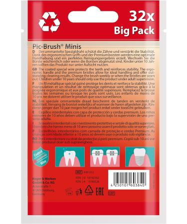 Miradent Pic-Brush Minis - 0.5mm Interdental Brushes | 32 Pieces for Thorough Cleaning | Ergonomic Handle | Perfect for On-the-Go - Buy Online on GoSupps.com