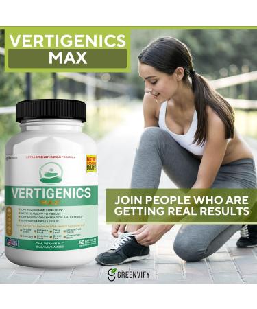Vertigenics Max Brain & Focus Support Supplement Extra Strength Neuro Formula with Vitamins Minerals & Herbal Blend Supports Clarity Alertness & Energy 60 Capsules (1) - Buy Online on GoSupps.com