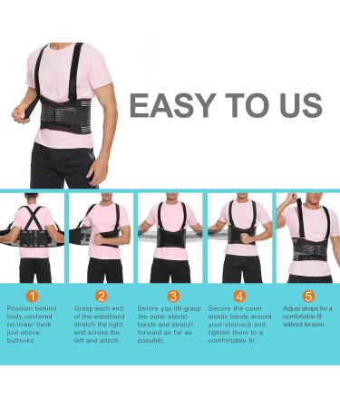 Work Back Brace for Men & Women - Heavy Lifting Support Belt with Removable Suspender Straps XX-Large (38-42 inches - Buy Online on GoSupps.com