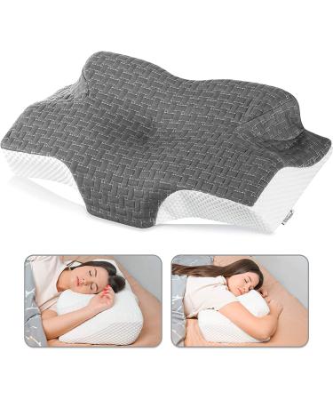 Elviros Memory Foam Cervical Pillow - Orthopedic Contour Pillow for Neck and Shoulder Pain Relief - Ideal for Side, Back, and Stomach Sleepers - Dark Grey, 25.2 x 14.2inch - Buy Online on GoSupps.com
