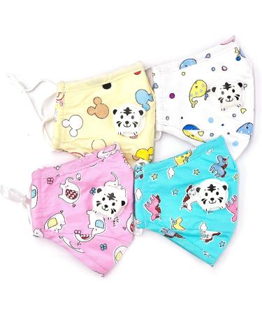 Kids Premium Cotton Reusable Masks - Washable with Breather Valve & Filter Pocket (Set of 4 Colors) - International Shipping Available - Buy Online on GoSupps.com