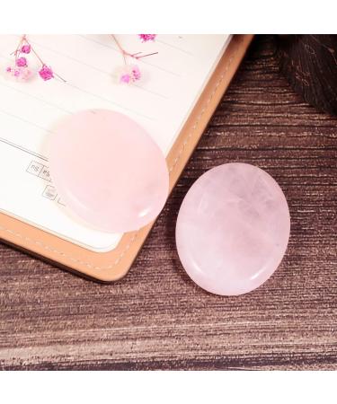Nupuyai Rose Quartz Oval Thumb Worry Stone Set - 2pcs for Anxiety & Stress Relief | Energy Crystal Healing Palm Stones - 45x35mm Pink - Buy Online on GoSupps.com