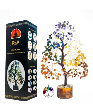 R&P tree crystal seven chakra gemstone feng shui figure money bonsai happiness healing reiki crystals balance decoration ornament sculpture wealth decoration gift 30 cm 7 chakra