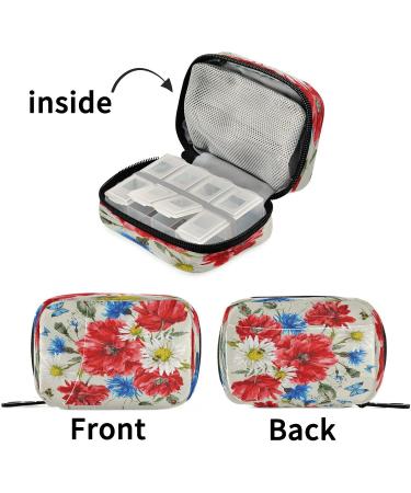 Buy Pfrewn 7 Day Pill Organizer Case - Vintage Bouquet Wildflowers & Butterflies Travel Pill Box | Portable Weekly Vitamin & Medicine Holder - Buy Online on GoSupps.com