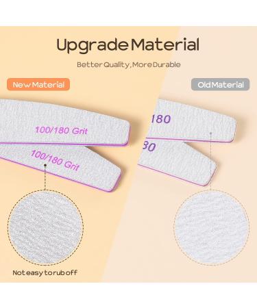 Capularsh Professional 100/180 Grit Nail File for Acrylic Nails - 30 Pcs Double Sided Emery Boards for Manicure - Durable & Washable - Ideal for Home & Salon Use - Buy Online on GoSupps.com