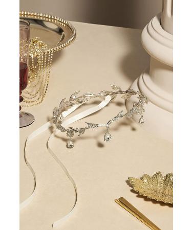 BABEYOND Rhinestone Leaf Wedding Forehead Band Tiara Crown - Silver - Buy Online on GoSupps.com