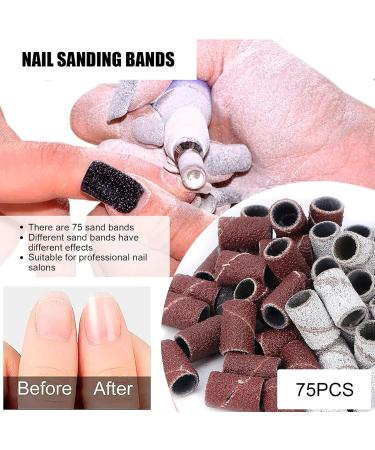 75 Sanding Bands Nail Drill Bits Nail Art Sanding Caps 80 120 180 Grit Brown for Nails and Cuticles Easy to Use Suitable for Nail Care - Buy Online on GoSupps.com