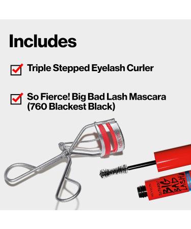 Revlon Triple Stepped Lash Curler with So Fierce Big Bad Lash Mascara - 0.34 Fl Oz (760 Blackest Black) - Buy Online on GoSupps.com