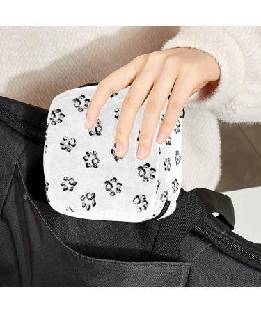 Pet Paws Footprint Menstruation Pad Bag with Zipper | Stylish Women's Tampon & Napkin Collection Bag | Perfect for Girls - Buy Online on GoSupps.com