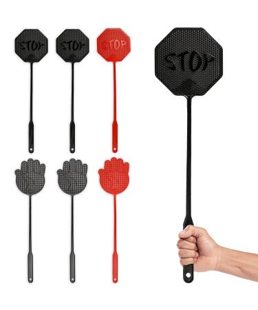 Hausfelder fly swatter mosquito swatter set of 6 fly swatters sturdy made of plastic (set of 6 in black and red)