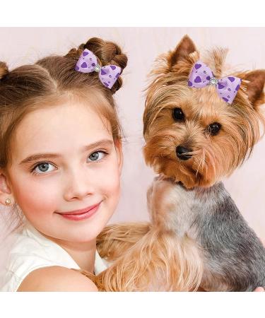 Pet Show Big Dog Hair Bows - 20 Pairs for Small to Large Dogs and Cats | Rhinestone Floral Bowknot Grooming Accessories with Rubber Bands - Pink, Blue - Buy Online on GoSupps.com