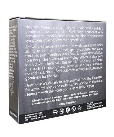 Plantlife Black Bar Soap - Hand Crafted in California with Plant-Based Ingredients - Moisturizing and Soothing 4.5oz Bar - Buy Online on GoSupps.com