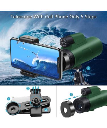 Pankoo 40X60 Monocular Telescope with Smartphone Holder & Tripod - HD Compact Monocular for Bird Watching, Hunting, Hiking - 2021 Power Prism Monoculars for Adults and Kids - Buy Online on GoSupps.com