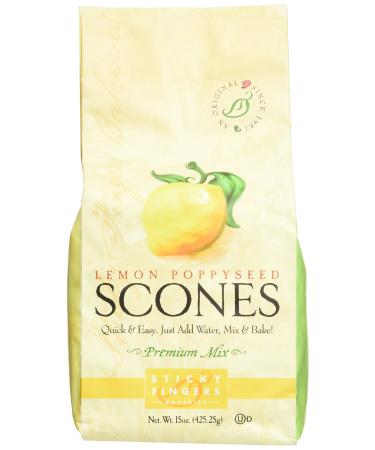Sticky Fingers English Scone Mix Lemon Poppyseed 15oz 15 Ounce (Pack of 1) 1