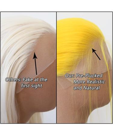 Yellow Synthetic Lace Front Wig for Black Women - Long Straight Heat Resistant Fiber Hair with Baby Hair - Ideal for Cosplay and Daily Wear - Buy Online on GoSupps.com