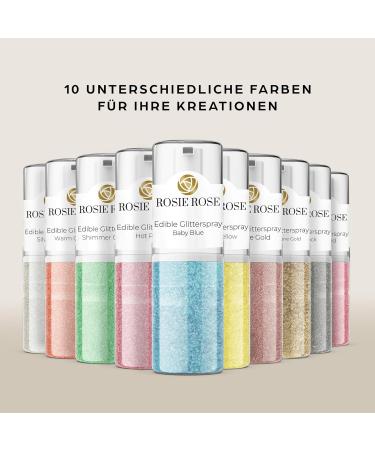 Rosie Rose Edible Glitter Spray Set - 10 x 5g for Muffins Tarts & Cakes | Glamorous Cake Decoration for All Occasions - Buy Online on GoSupps.com