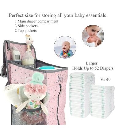 Llama Bella Hanging Diaper Caddy - Pink Baby Diaper Organizer for Changing Table, Crib, Playard, or Wall - Newborn Diaper Holder - Buy Online on GoSupps.com