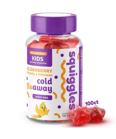 Elderberry Gummies, Bee Propolis, and Echinacea | Kids Cold Fighting Gummies by SQUIGGLES, 100 Count