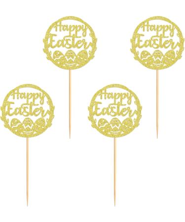 Ercadio 24 Pack Happy Easter Cupcake Toppers Gold Glitter Happy Easter Bunny Eggs Cupcake Picks Easter Rabbit Cupcake Toppers for Easter Day Theme Baby Shower Birthday Party Decor Supplies Pattern 8 - Buy Online on GoSupps.com