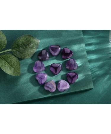 XIANNVXI 10 Pcs Amethyst Crystal Heart Stones - Natural Polished Pocket Gemstones for Reiki Healing and Gifts - Buy Online on GoSupps.com