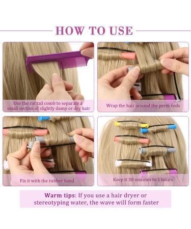 60-Piece Hair Perm Rods Set with Tail Comb - Plastic Perming Rods in 6 Sizes for Hair Curling and Styling - Buy Online on GoSupps.com
