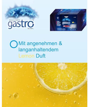 Schillings Gastro Global Toilet Cleaning Tablets Lemon Fragrance 3-Phase Formula for Toilet Urinal Bidet & Cistern (50 Pieces) - Effective International Shipping - Buy Online on GoSupps.com