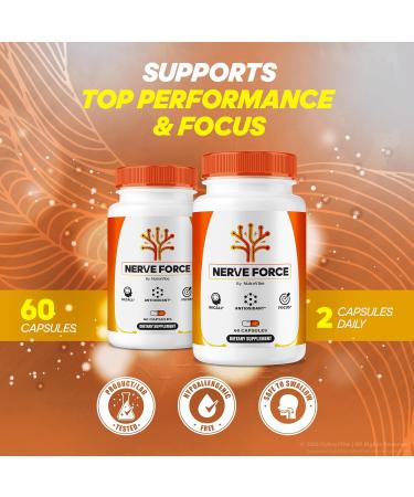 (2 Pack) Nerve Force Premium Neuropathy Blend for Brain Nerves & Concentration | NerveForce Capsulas for Memory Focus & Clarity | Easy-to-Take for Daily Support 60 Day Supply (120 Capsules) - Buy Online on GoSupps.com