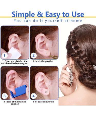 Evatage Disposable Ear Piercing Kit - 10 Pack Self Piercing Gun with Stainless Steel Earring Studs (Blue) - Buy Online on GoSupps.com