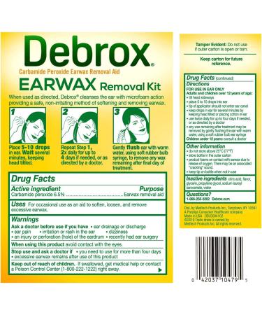 Debrox Earwax Removal Kit - 0.5 Oz Drops & Ear Syringe Bulb - Buy Online on GoSupps.com
