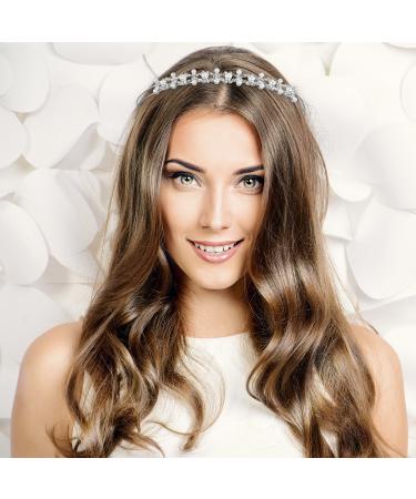 TecUnite Crystal Flower Crown and Pearl Rhinestone Headdress for Wedding Party - Style Set 2 - Buy Online on GoSupps.com