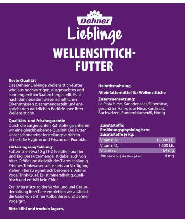 Dehner Lieblinge Budgie Food 5kg - Premium Grains for Healthy Parrots - International Shipping Available - Buy Online on GoSupps.com