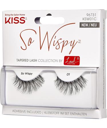 Kiss Lash Couture So Wispy Collection 1 Pair of Volumizing Fake Lashes Style 01 with Tapered Ends and Aloe Infused Lash Glue - Buy Online on GoSupps.com