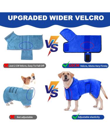 Rongyicare Super Absorbent Dog Bathrobe for Medium Dogs - Soft Microfiber Adjustable Hooded Dog Bumper in Navy - Perfect for Bath Time & Drying - Buy Online on GoSupps.com