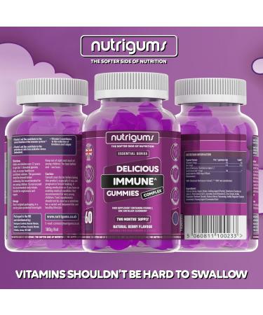 Nutrigums Immune Support Complex Gummy with Elderberry Extract, Vitamin C & Zinc - 60 Vegan Gummies, Blueberry Flavour - Buy Online on GoSupps.com