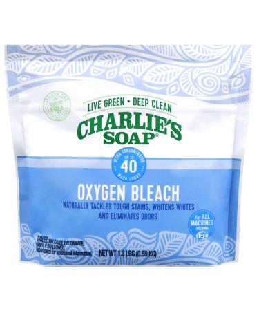Charlie's Soap Oxygen Powered Bleach Powder, Color Bleach For Clothes, Safe Bleach for White Clothes, An Unscented Fragrance Free Non Chlorine Bleach 1.3 lbs (0.59 kg)