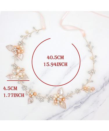 Oriamour Bridal Crystal Headband with Freshwater Pearls Flower Design - Rose Gold Wedding Hair Accessories - Buy Online on GoSupps.com