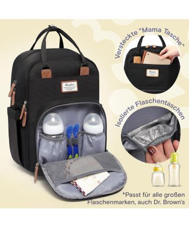 Ruvalino Baby Wrap Backpack | Multifunctional Diaper Bag | Waterproof Reise Backpack | Big Capacity Baby Bag with Diaper Pad (Black) - Ideal for Childcare - Buy Online on GoSupps.com
