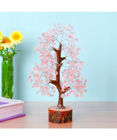 Rose Quartz Bonsai Tree with Pink Tourmaline - Healing Crystals & Home Decor for Women - Buy Online on GoSupps.com