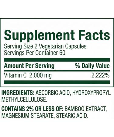 Vitamin C 2000mg Ultra Strength 120 Capsules High Potency Vitamin C Supplement VIT C 2000mg Organic Vitamin C Daily Antioxidant for Men and Women - Buy Online on GoSupps.com