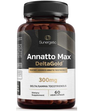 Sunergetic Premium Annatto Tocotrienol Supplement with DeltaGold Tocotrienols Vitamin E 300 mg Supports Liver Immune & Heart Health - Delta + Gamma Tocotrienols (60 Liquid Capsules) 60 Count (Pack of 1)