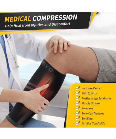 CAMBIVO Calf Compression Sleeve Men and Women Footless Compression Socks for Calf Support Shin Splints Support Running Sports Flight Hiking Marathon(PAIR) XXL Black - Buy Online on GoSupps.com