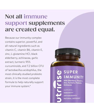 NutriRise Immunity Complex - Immune Support Supplement with Vitamin C, Zinc, Turmeric, Elderberry & Probiotics - 90 Capsules - Buy Online on GoSupps.com